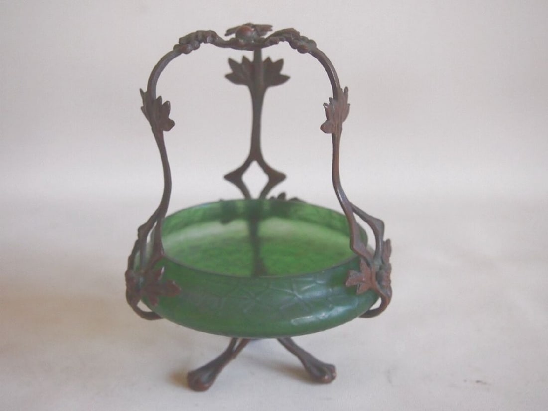 Loetz Bronze Mount Bohemian Glass Art Nouveau Vase Antique 19th Collectible (1 of 10)