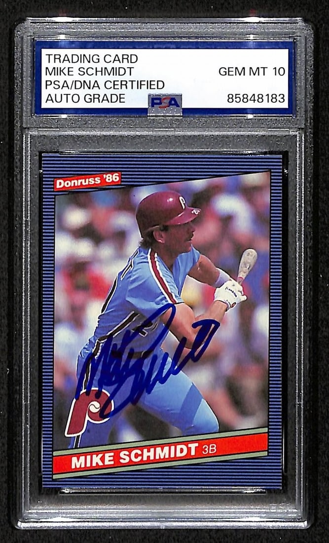 Mike Schmidt 1986 Donruss Card #61 Phillies HOF Signed PSA/ DNA Auto GEM 10 8807 (1 of 2)