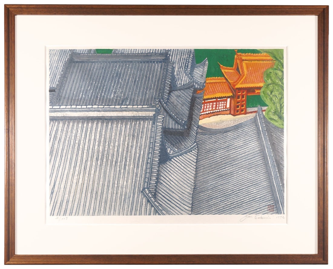 Sekino Junichiro Japan Woodblock Prints Antique Karadera temple Autograph (1 of 1)