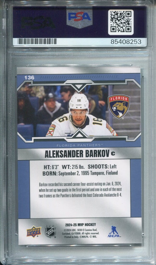 Aleksander Barkov autographed card upper deck psa authentic auto - 2