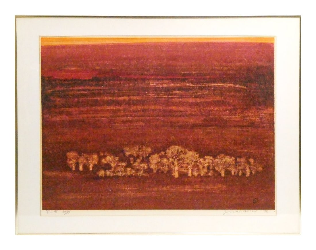 Hoshi Joichi Signed ED80 Framed Woodblock Print Red Field 1972: Hoshi Joichi Signed ED80 Framed Woodblock Print Red Field 1972 Item Specifics: Artist: Joichi Hoshi Unit Of Sale: Single Piece Signed By: Joichi Hoshi Image Orientation: Landscape Signed: Yes Period: