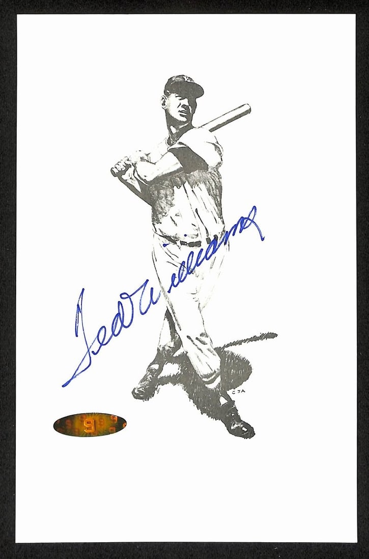 Ted Williams HOF Signed/ Autographed 5.5x9 Lithograph Boston Red Sox TWF 199421 (1 of 3)