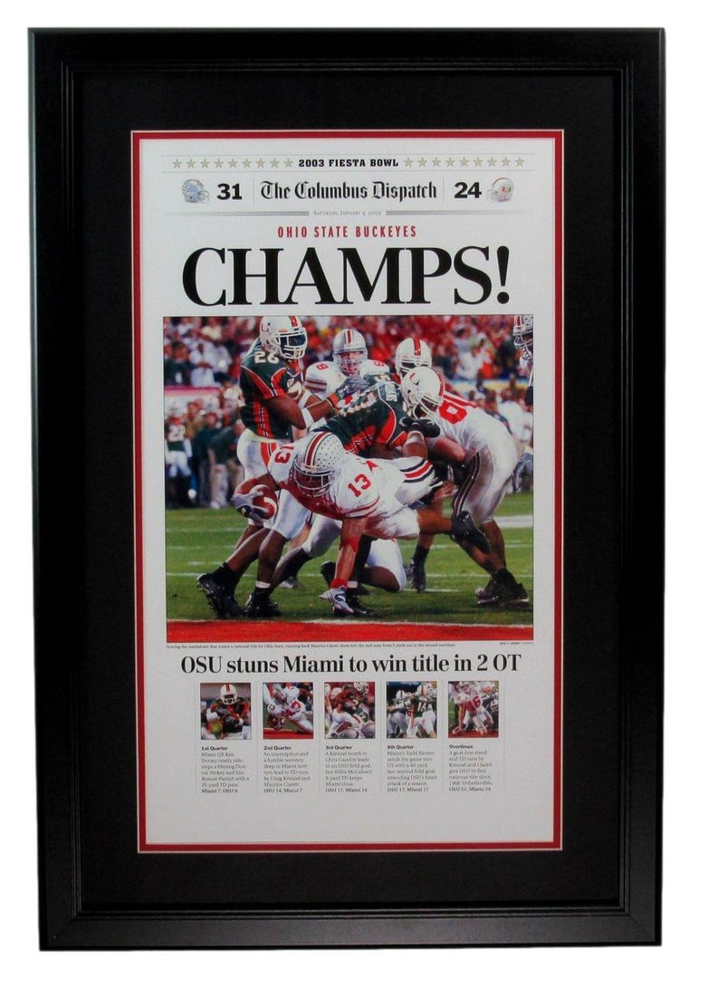 Ohio State 2002 National Champs The Columbus Dispatch Newspaper Framed 192828 (1 of 1)