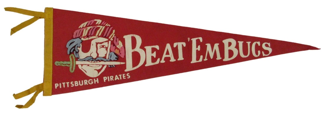 Vintage 1960's Pittsburgh Pirates Beat 'Em Bucs Felt Pennant 9x27 208195 (1 of 1)