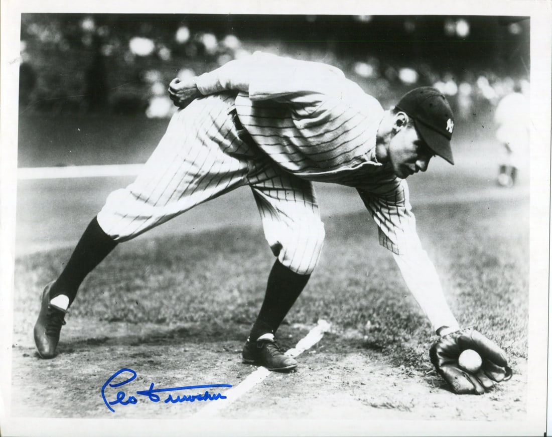 Durocher Autographed Photo 8x10 By: Durocher Autographed Photo 8x10 By Leo Durocher's sharpie signature adorns an 8x10 photo, accompanied by COA from . This rare New York Yankees memorabilia piece bears the mark of a legendary baseball