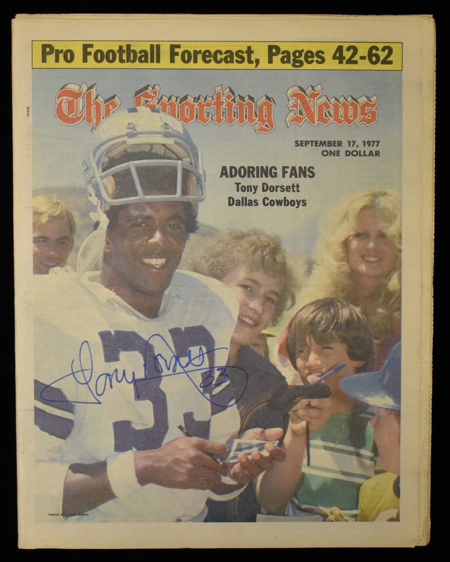 Tony Dorsett HOF Signed 1977 The Sporting News Cowboys JSA 208608 (1 of 2)