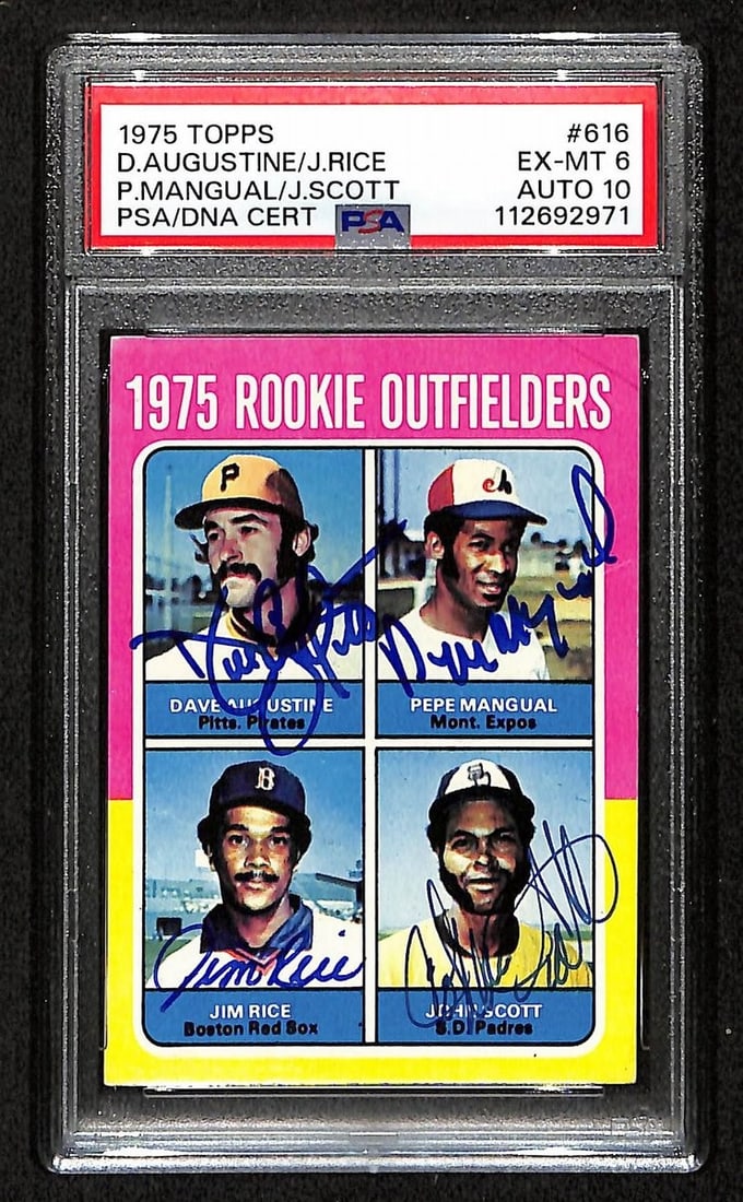 Jim Rice HOF Signed On Card 1975 TOPPS Outfielders RC Card #616 PSA/ DNA Auto 10 (1 of 2)