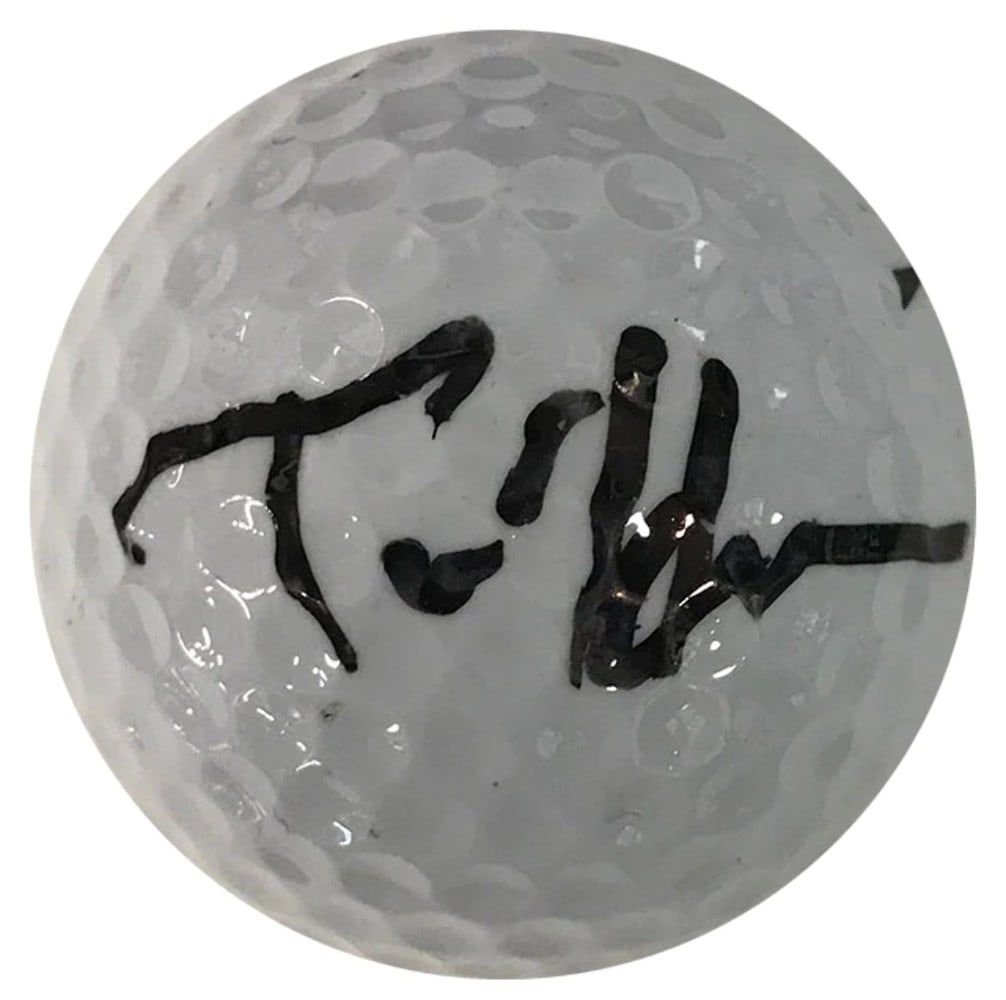 Golf Ball Tim Herron Autographed by Pinnacle: Golf Ball Tim Herron Autographed by Pinnacle Tim Herron's black sharpie signature adorns this Pinnacle golf ball, adding a unique touch to your game. The autographed ball bears the artist's mark in