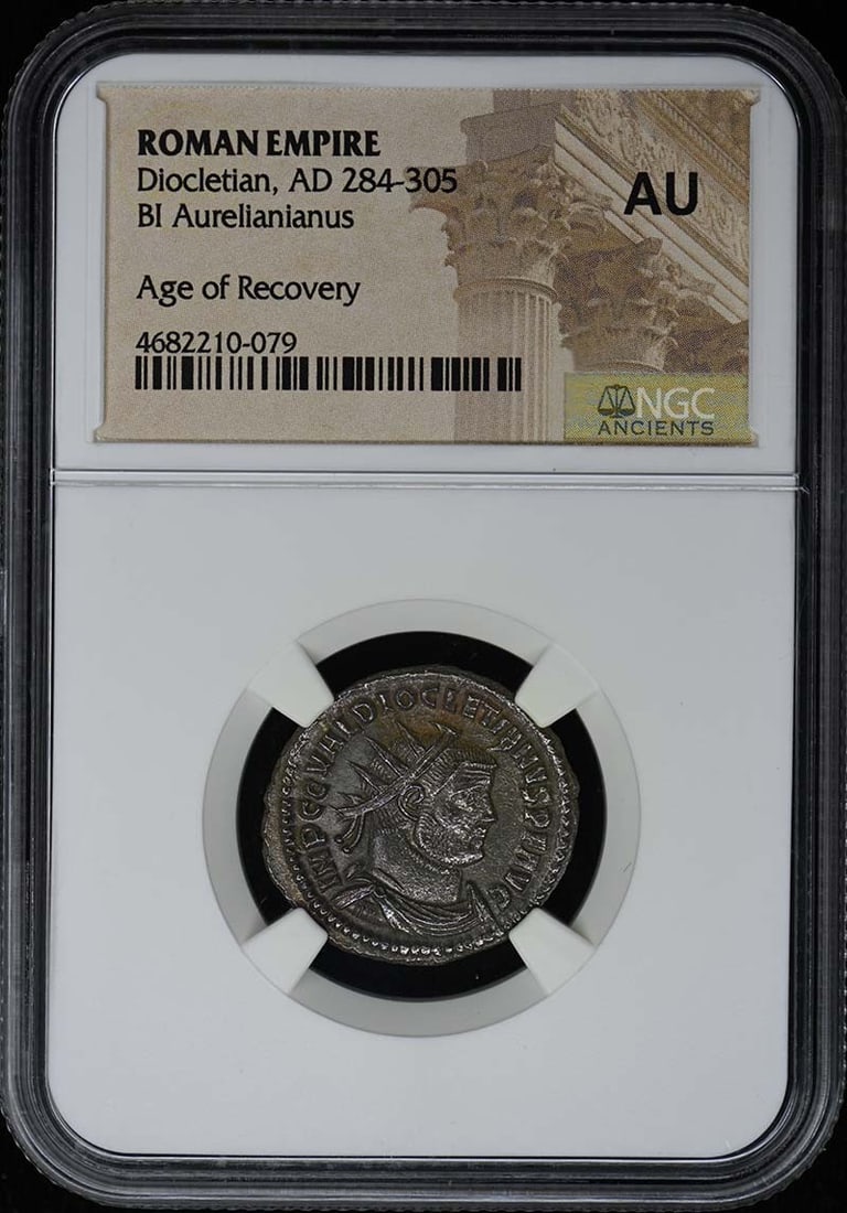 Diocletian, AD 284-305 ROMAN EMPIRE BI Aurelianianus NGC AU: Diocletian, AD 284-305 ROMAN EMPIRE BI Aurelianianus NGC AU NGC AU certified Diocletian, AD 284-305 Roman Empire Bi Aurelianianus coin features a striking design that showcases the craftsmanship of