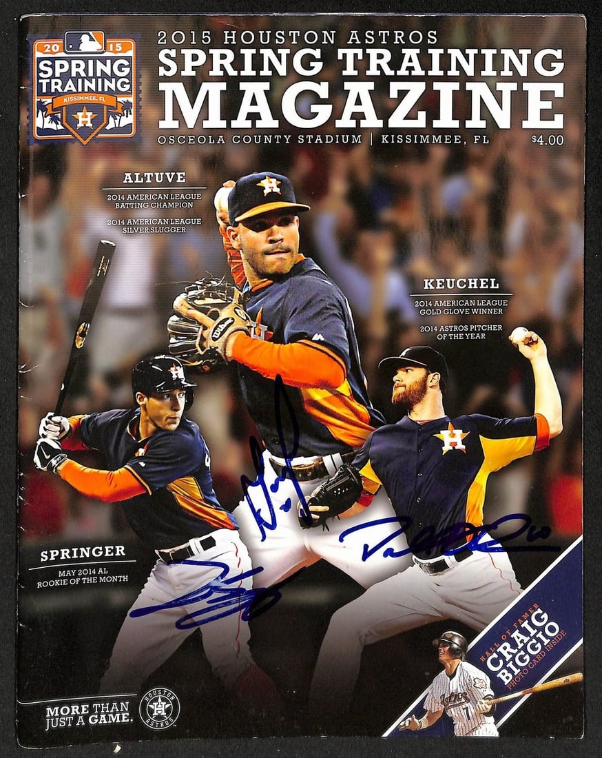 Spring Training Program Signed Astros 2015 Altuve Keuchel Springer PSA/ DNA