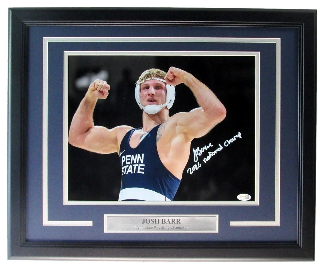 Josh Barr Signed/ Inscribed 11x14 Photo Framed PSU Wrestling Witness JSA 209092: Josh Barr Signed/ Inscribed 11x14 Photo Framed PSU Wrestling Witness JSA 209092 Item Specifics: Autograph Authentication: James Spence Authentication (JSA) Original/Reprint: Original Product: Photo Sp