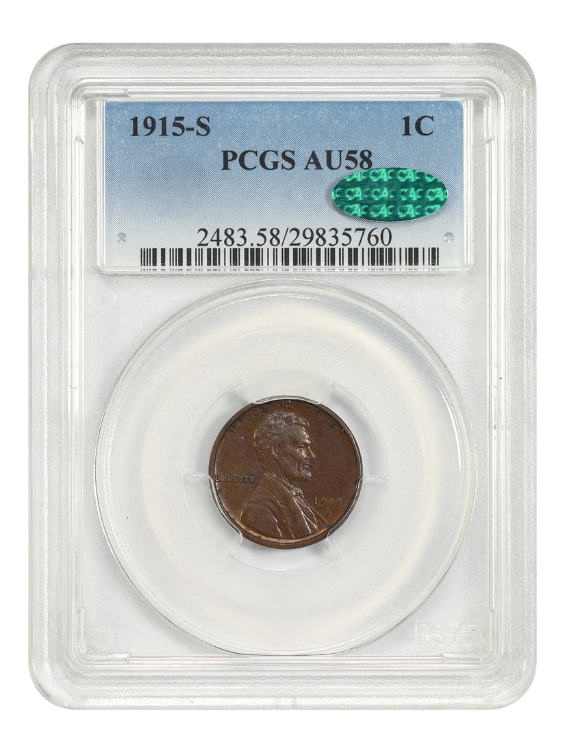 1915-S 1C PCGS/ CAC AU58 - Lincoln Cent (Wheat Reverse) - Underrated Lincoln Cent (1 of 4)