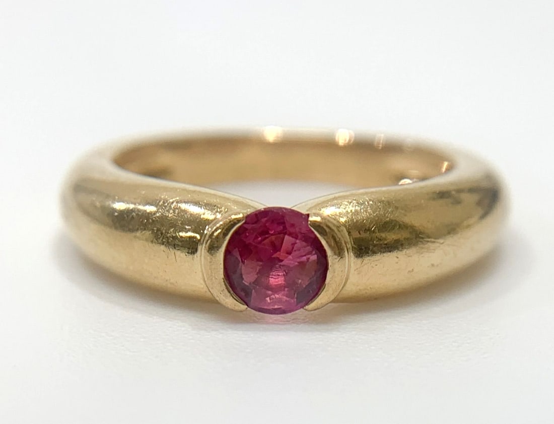Cartier Vintage Ellipse Ruby 18k Yellow Gold Band Ring circa1995 EU50 US 5.25 (1 of 7)