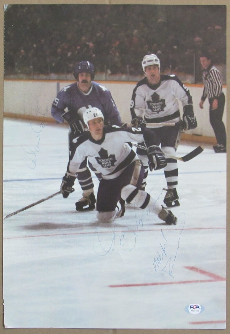 Maple Leafs signed program poster vintage cote paiement salming dna 154865: Maple Leafs signed program poster vintage cote paiement salming dna 154865 Signed by the legendary Toronto Maple Leafs, this vintage program poster features a unique blend of hockey history and