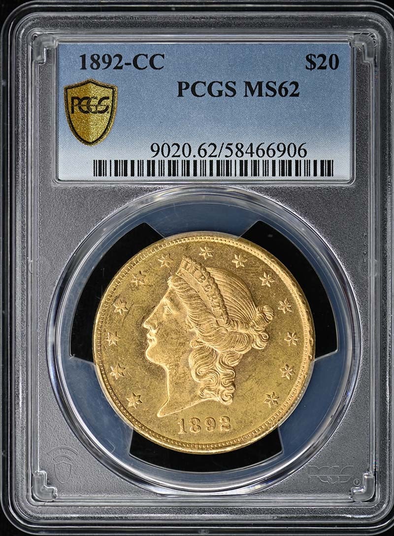 1892-CC $20 Liberty Head Double Eagle PCGS MS62 (1 of 3)