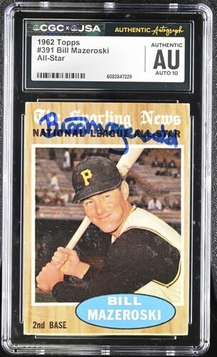 1962 Topps Bill Mazeroski CGC x JSA Auth Signed/ Auto Baseball Card BA202281 (1 of 2)