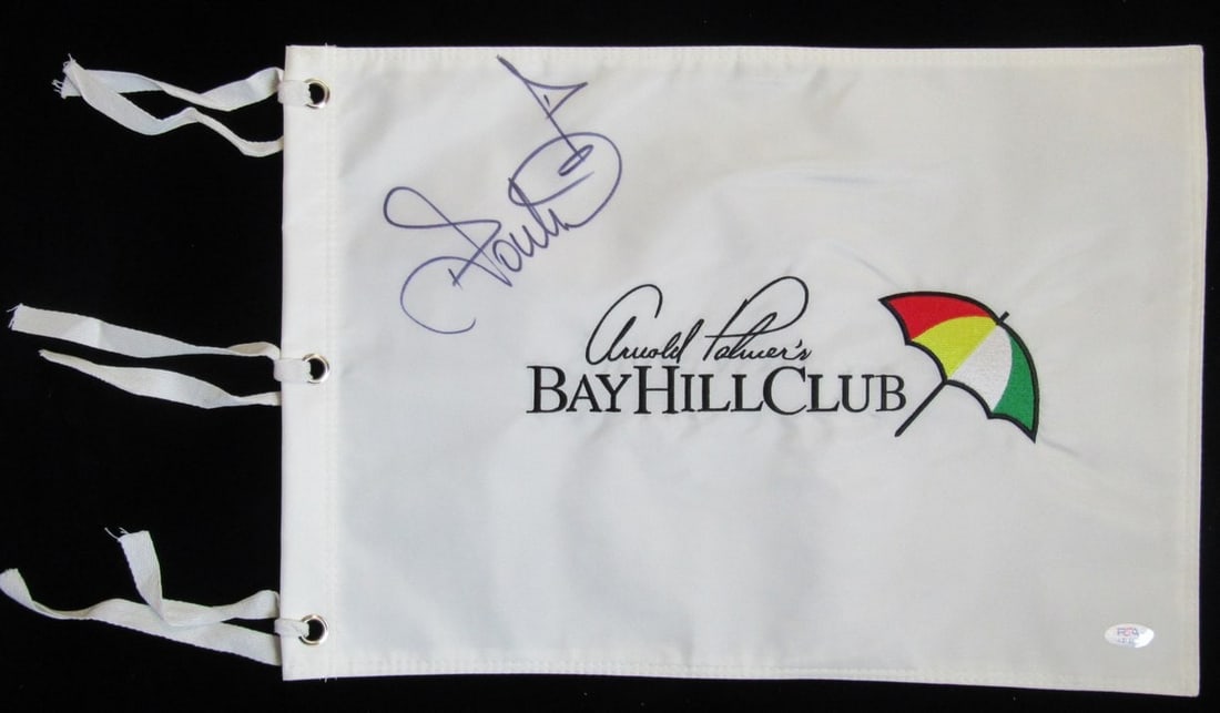 Ian Poulter Signed/ Autographed Bay Hill Club Pin Flag PSA/ DNA 205610: Ian Poulter Signed/ Autographed Bay Hill Club Pin Flag PSA/ DNA 205610 Item Specifics: Original/Reprint: Original Player: Arnold Palmer Product: Flag Signed: Yes Sport: Golf-PGA Productname: Arnold