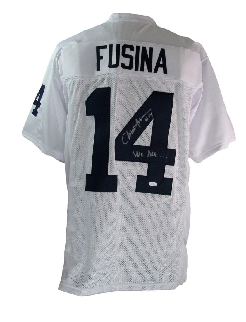 White Custom Autographed Football Jersey Inscribed by Chuck Fusina at Penn State (1 of 5)