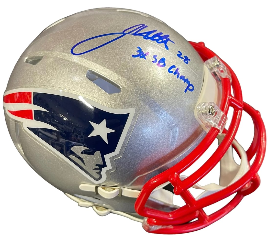 James White "3x SB Champ" Autographed New England Patriots Mini Helmet (JSA) (1 of 1)