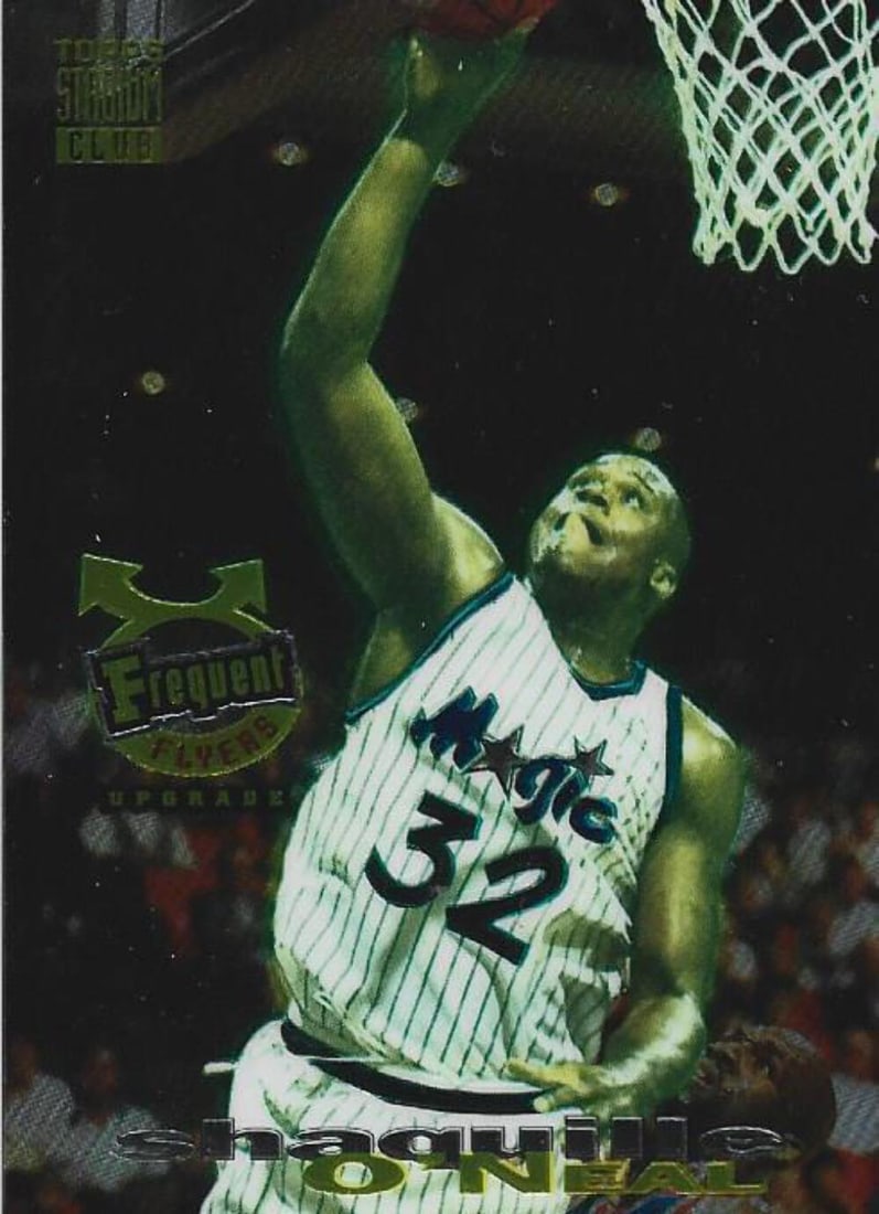 O'Neal Shaquille 1994 Topps Stadium Club Card: O'Neal Shaquille 1994 Topps Stadium Club Card Shaquille O'Neal's 1994 Topps Stadium Club Card features his iconic likeness, showcasing the dominant center's impressive skills on the court. The card's