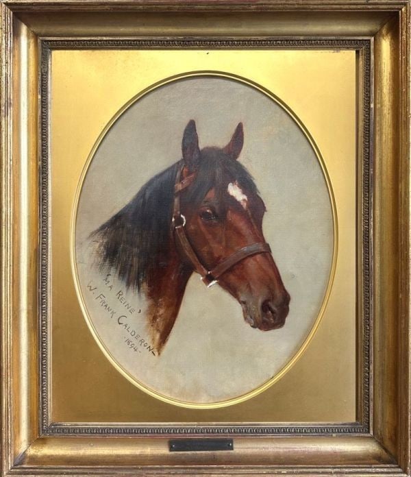 William Frank Calderon Horse Oil Painting 1894 Signed Victorian Equestrian: William Frank Calderon Horse Oil Painting 1894 Signed Victorian Equestrian Item Specifics: Artist: William Frank Calderon Unit Of Sale: Single Piece Signed By: William Frank Calderon Signed: Yes Size: