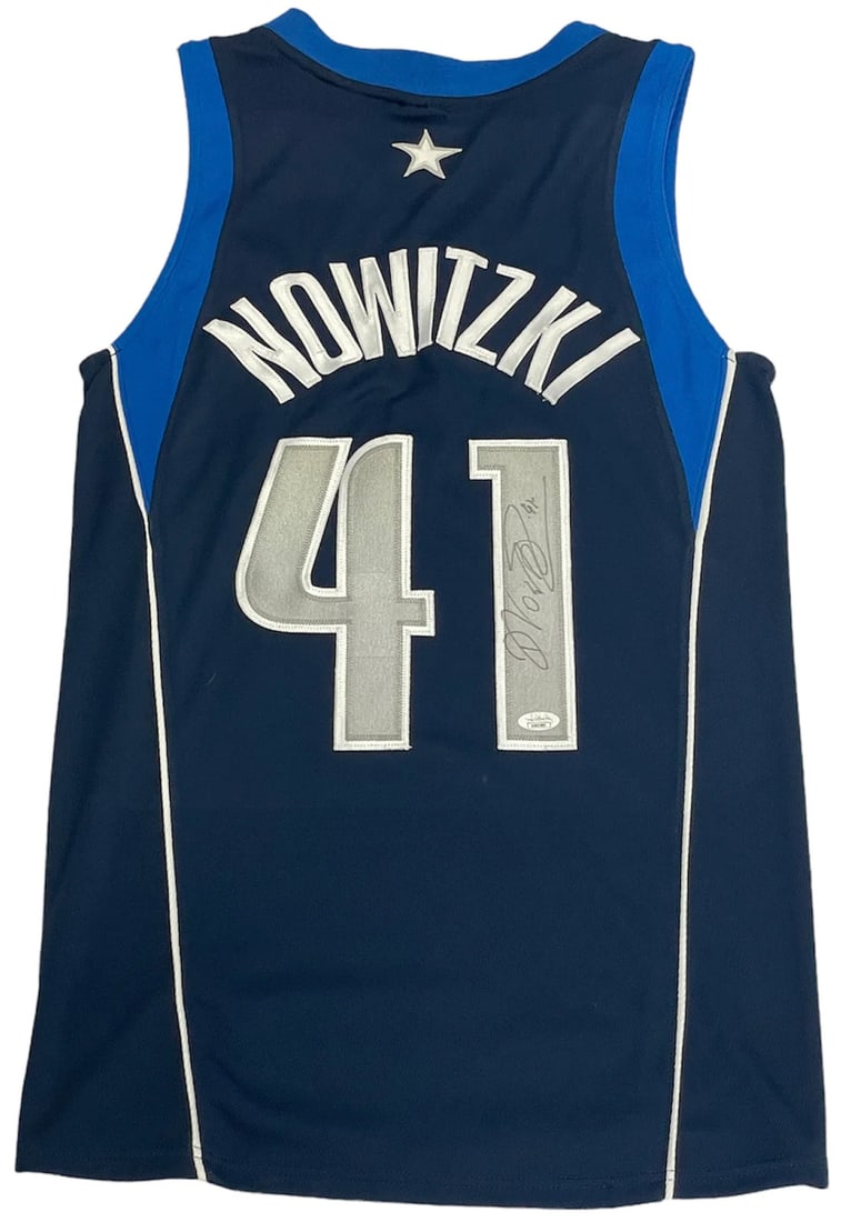 Dirk Nowitzki Autographed Dallas Mavericks Jersey (JSA) (1 of 4)