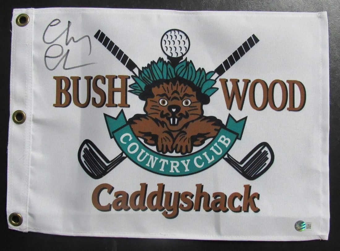 Beckett Caddyshack Pin Flag signed by Chevy Chase autographed (1 of 4)