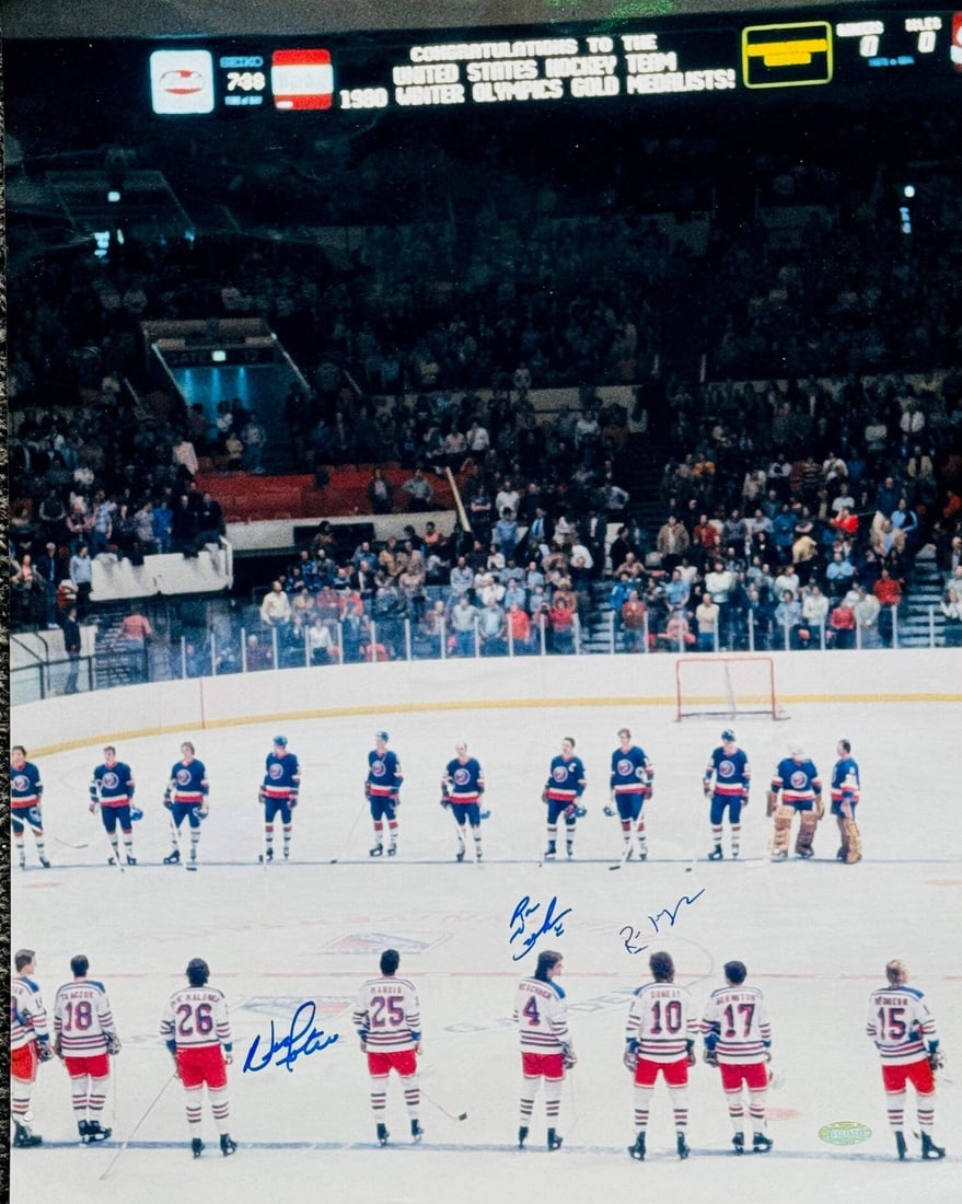 Ron Greschner Ron Duguay Mario Marois Autographed Rangers 16x20 Hockey Photo (St (1 of 1)