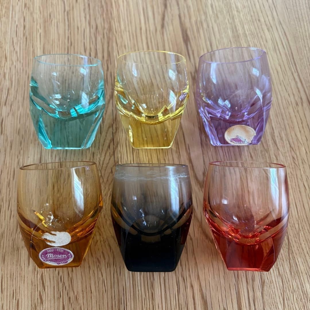 Moser Double Old Fashioned Tumbler Cut Glass set 6 colors Crystale Bar ShotGlass (1 of 9)