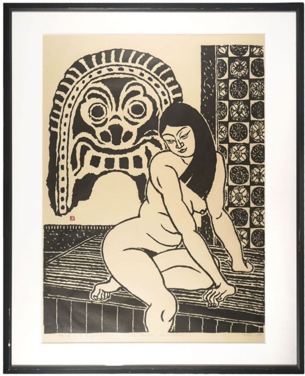 Unichi Hiratsuka Japan Woodblock Prints Nude Onigawara Roof Tiles Lady 1973: Unichi Hiratsuka Japan Woodblock Prints Nude Onigawara Roof Tiles Lady 1973 Item Specifics: Primary Material: Paper Type: Japanese Woodblock Print Color: Multi-Color Original/Reproduction: Antique Ori