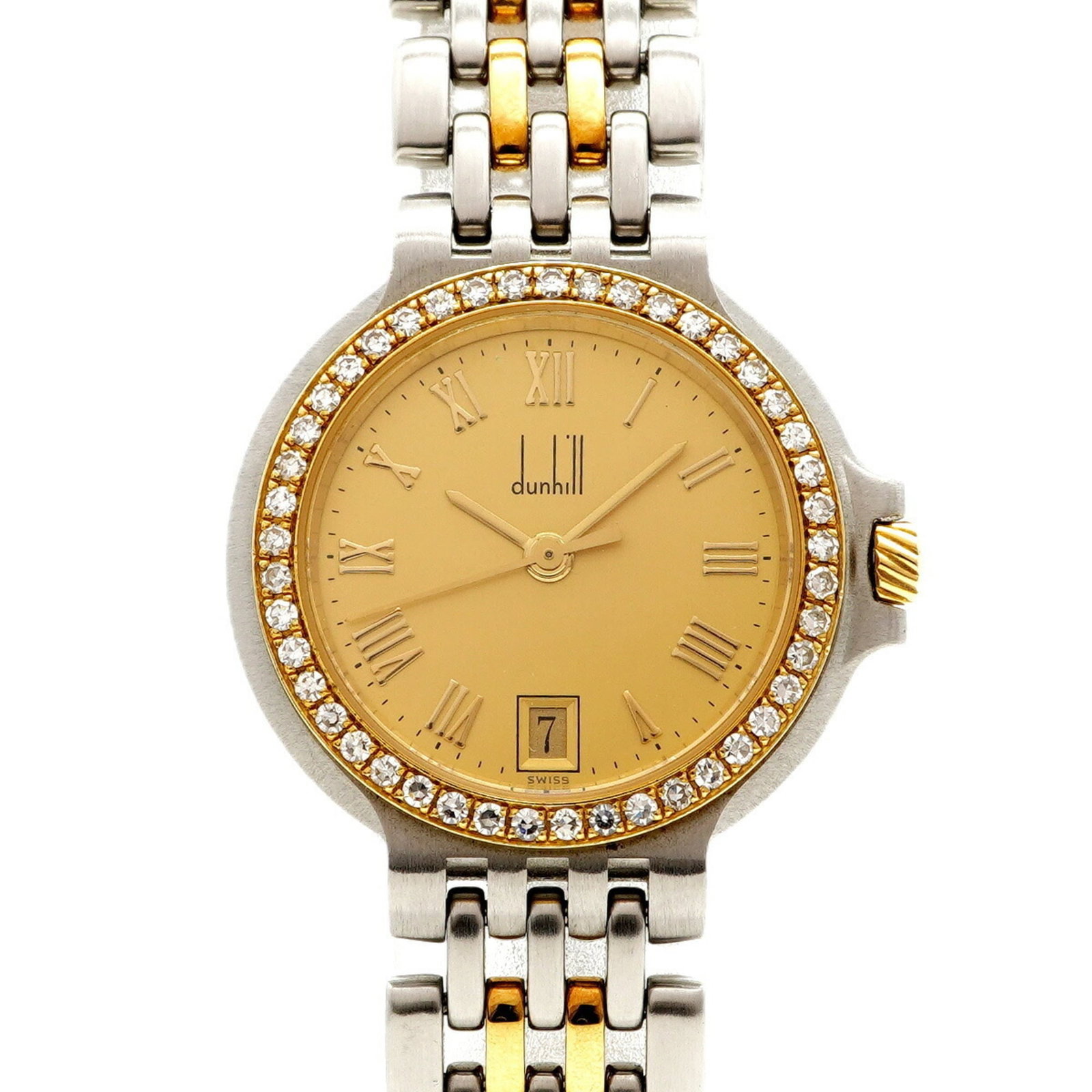 Wristwatch Dunhill: Wristwatch Dunhill Stainless Steel and Yellow Gold details make this Dunhill wristwatch a stylish accessory. The 25mm case and gold dial give it a classic, elegant look that suits various wrist sizes,
