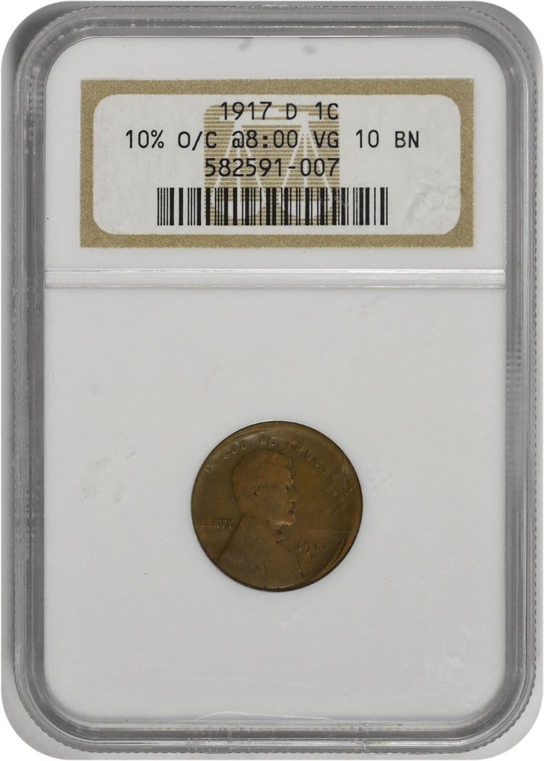 1917-D Lincoln Cent 10% Off Center VG10BN NGC (1 of 1)