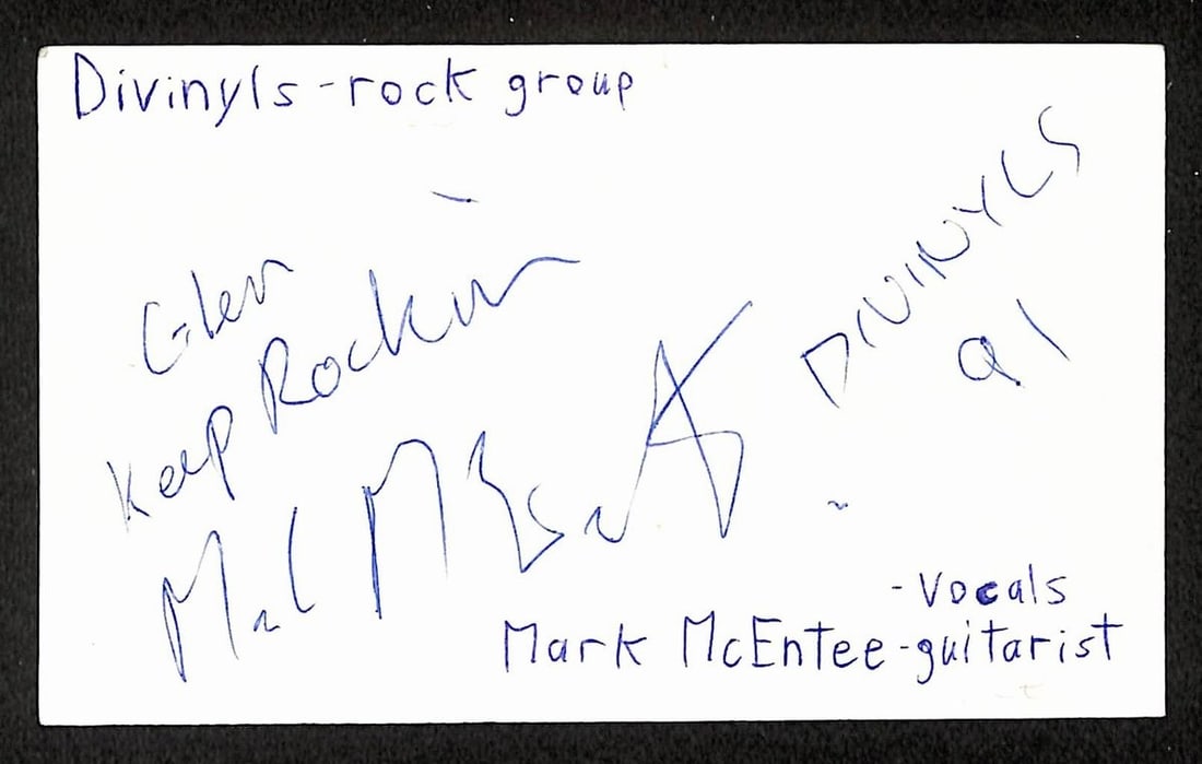 Musician Mark McEntee Signed 3x5 Index Card JSA BA209507 (1 of 2)