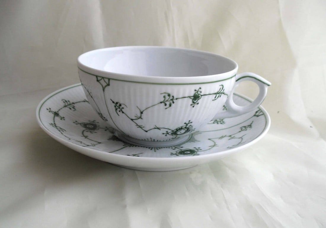 Royal Copenhagen Green Fluted Porcelain Tableware Denmark Saucer Tea Cup (1 of 10)