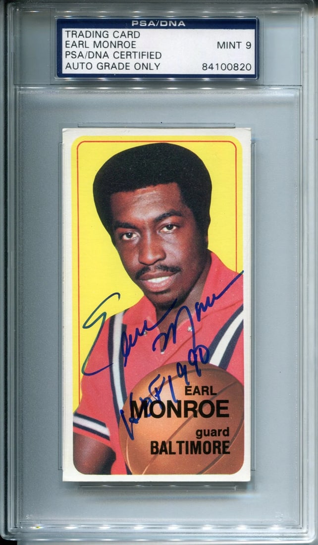 Topps Card PSA 9 HOF 1970 Autographed By Earl Monroe (1 of 1)