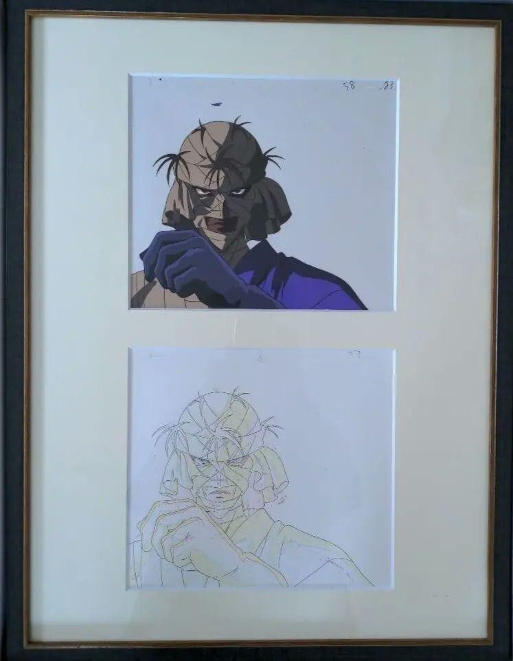 Japanese Anime Framed Art Cel Makoto Shishio Kenshin Vintage (1 of 5)