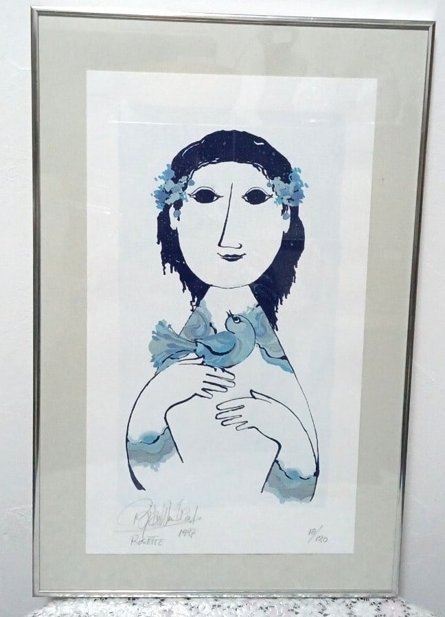 Bjrn Wiinblad Rosette Blue Lithograph 1997 Signed 18 120 Denmark COA Numbered (1 of 7)