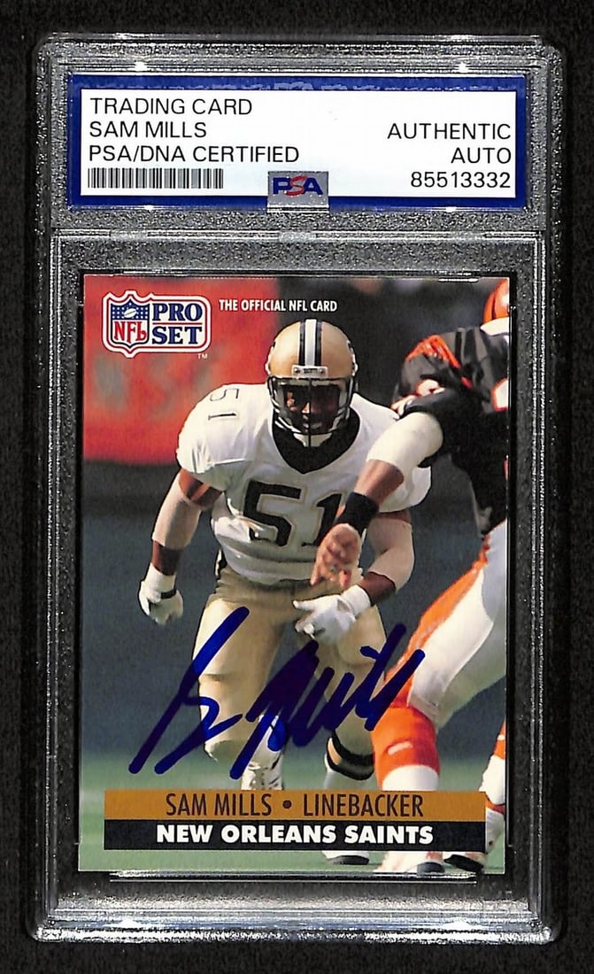 Sam Mills HOF Signed/ Autograph 1991 Pro Set #592 Saints/ Panthers PSA/ DNA 201485 (1 of 2)