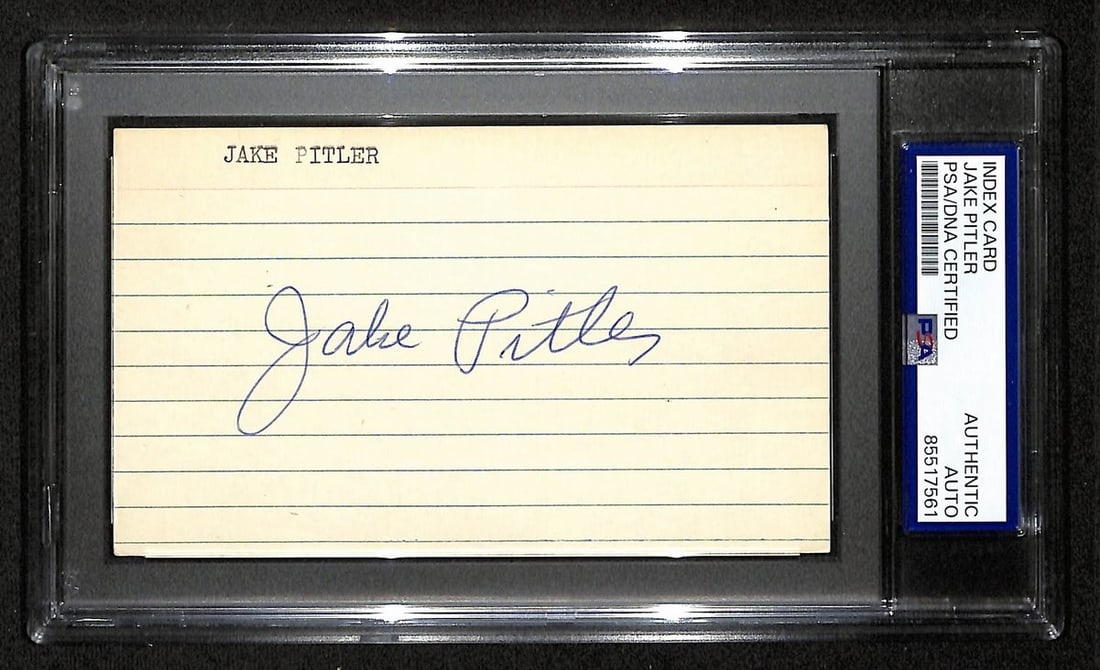Jake Pitler Signed/ Inscribed 3x5 Index Card 1955 Brooklyn Dodgers PSA/ DNA 196983 (1 of 1)