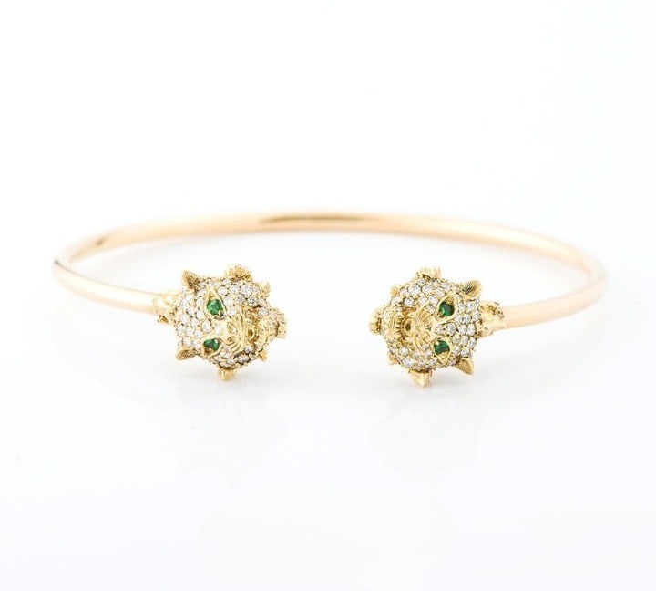 Gucci Le Marche des Merveilles Green Garnet Bracelet Bangle Yellow Gold in Rare (1 of 5)