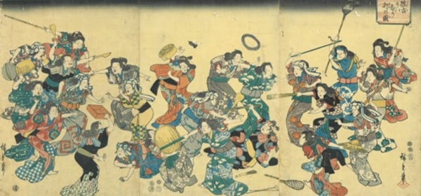 Hiroshige Utagawa Uwanari uchi Woodblock Print Triptych 1852 Edo Art: Hiroshige Utagawa Uwanari uchi Woodblock Print Triptych 1852 Edo Art Item Specifics: Artist: Hiroshige Utagawa Subject: Uwanari-uchi (Traditional Ritual of Jealousy) Material: Paper Style: Japanese Pr