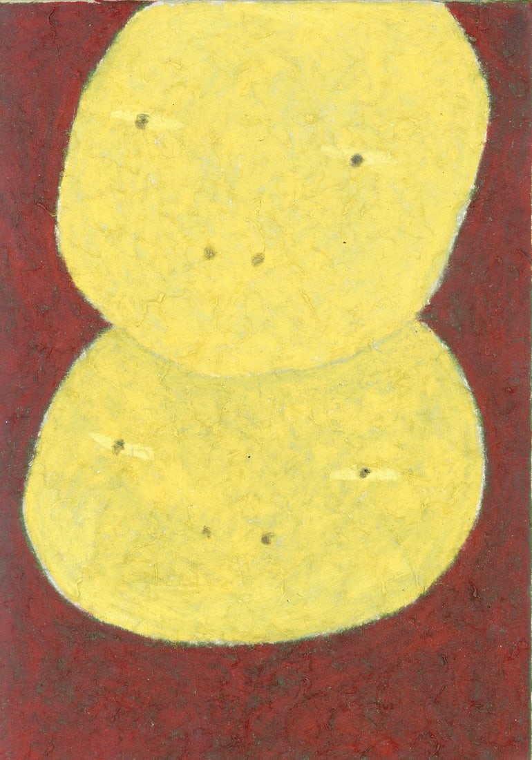 Oil pastel paper original signed 2003 nobuko watabiki japan art ink painting (1 of 8)