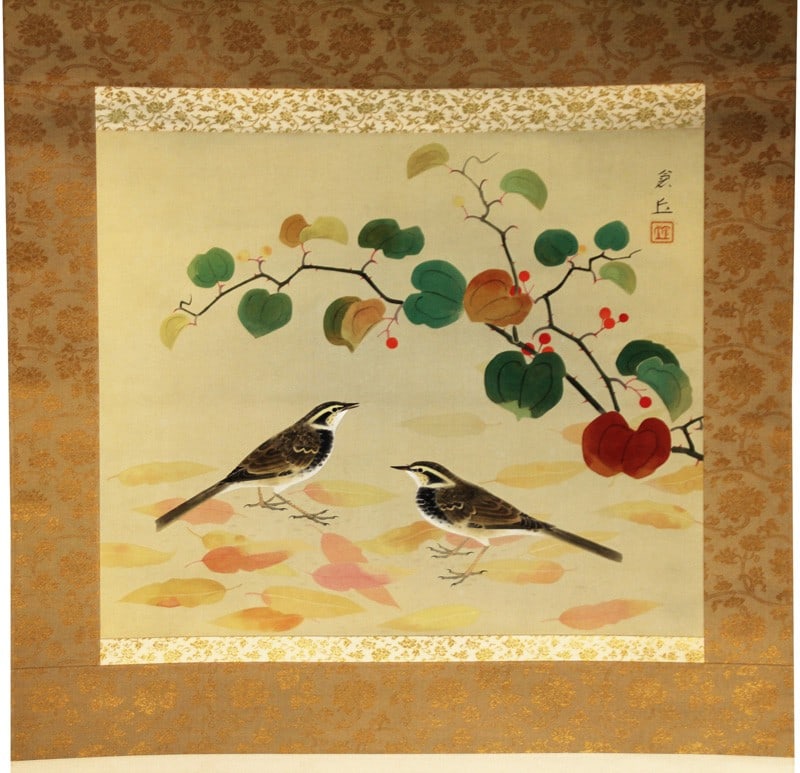 Silk painting early winter kakejiku nihonga yamamoto sokyu (1 of 1)