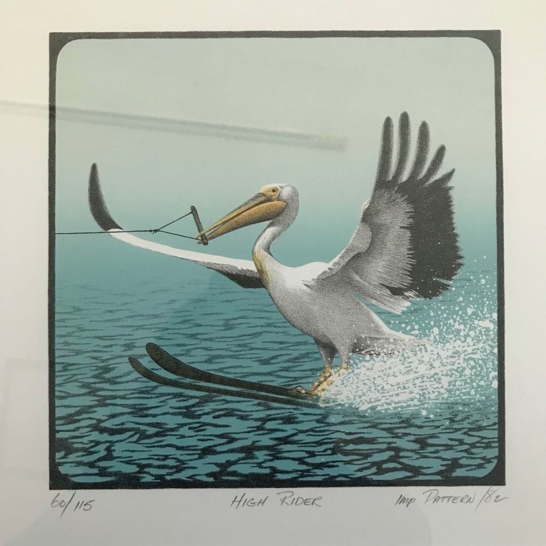 Ken Pattern Lithograph HIGH RIDER Pelican Skiing Signed Limited Print (1 of 9)