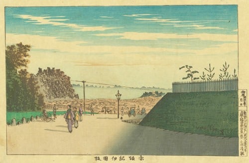 Kobayashi Kiyochika Akasaka Kinokuni Hill Woodblock Print Meiji Era Antique (1 of 1)