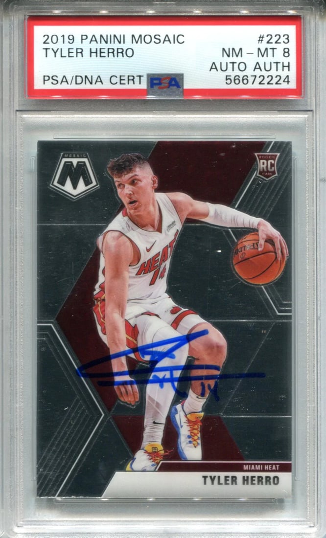 Tyler Herro 2019 Panini Mosaic #223 PSA Near Mint 8 Auto Authentic Card (1 of 1)