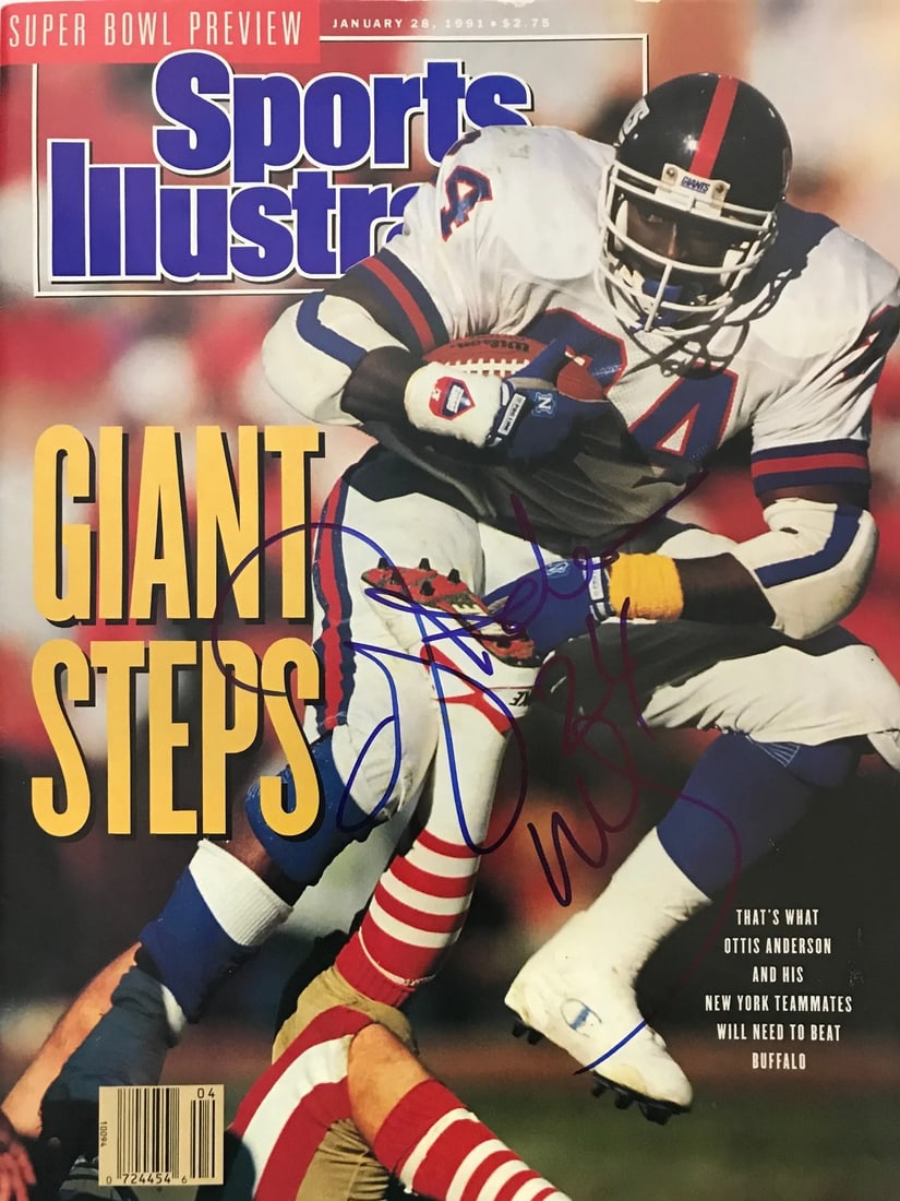 Signed Sports Illustrated by Otis Anderson January 28 1991: Signed Sports Illustrated by Otis Anderson January 28 1991 Item Specifics: Otis Anderson Signed Sports Illustrated Magazine Signed in blue sharpie across the front of the magazine Magazine is dated fr