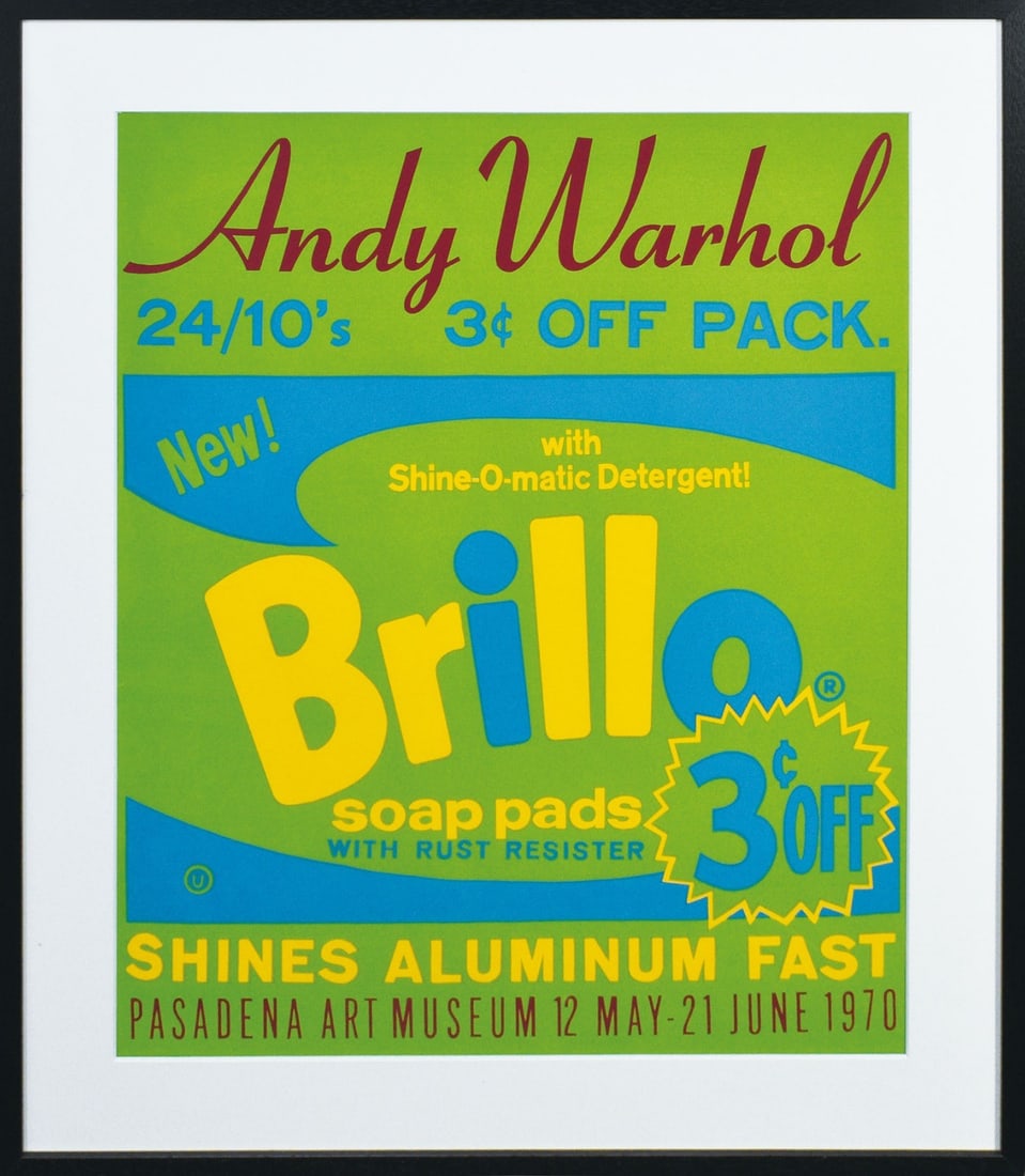 Silkscreen Print Calligraphy Andy Warhol Paper 1970 Pasadena Brillo Art Museum (1 of 10)
