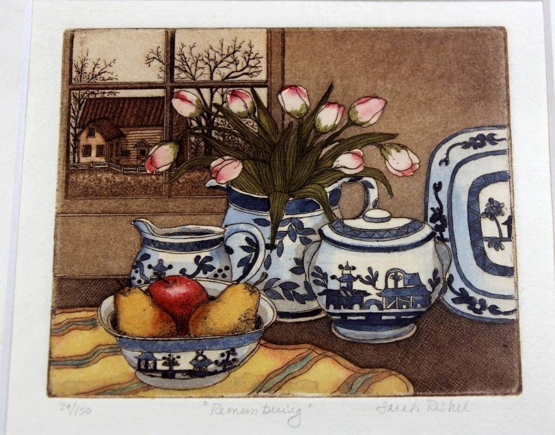 Sarah Rishel Remembering Etching Signed 29/ 150 Still Life Framed Art (1 of 9)