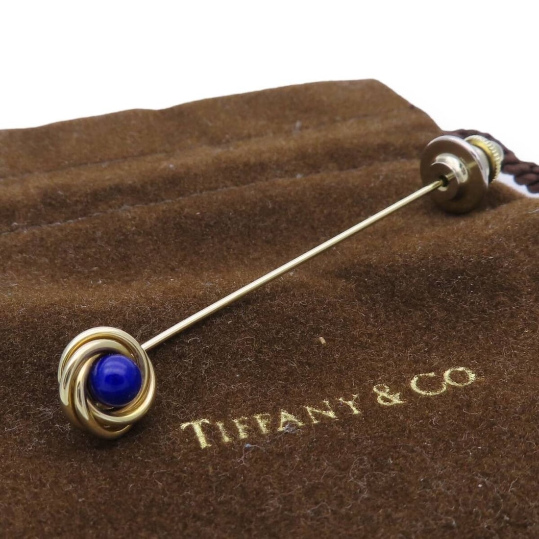 Tiffany & Co Vintage 14k Yellow Gold Lapis Lazuli Pin Brooch Mens Fine Jewelry (1 of 6)